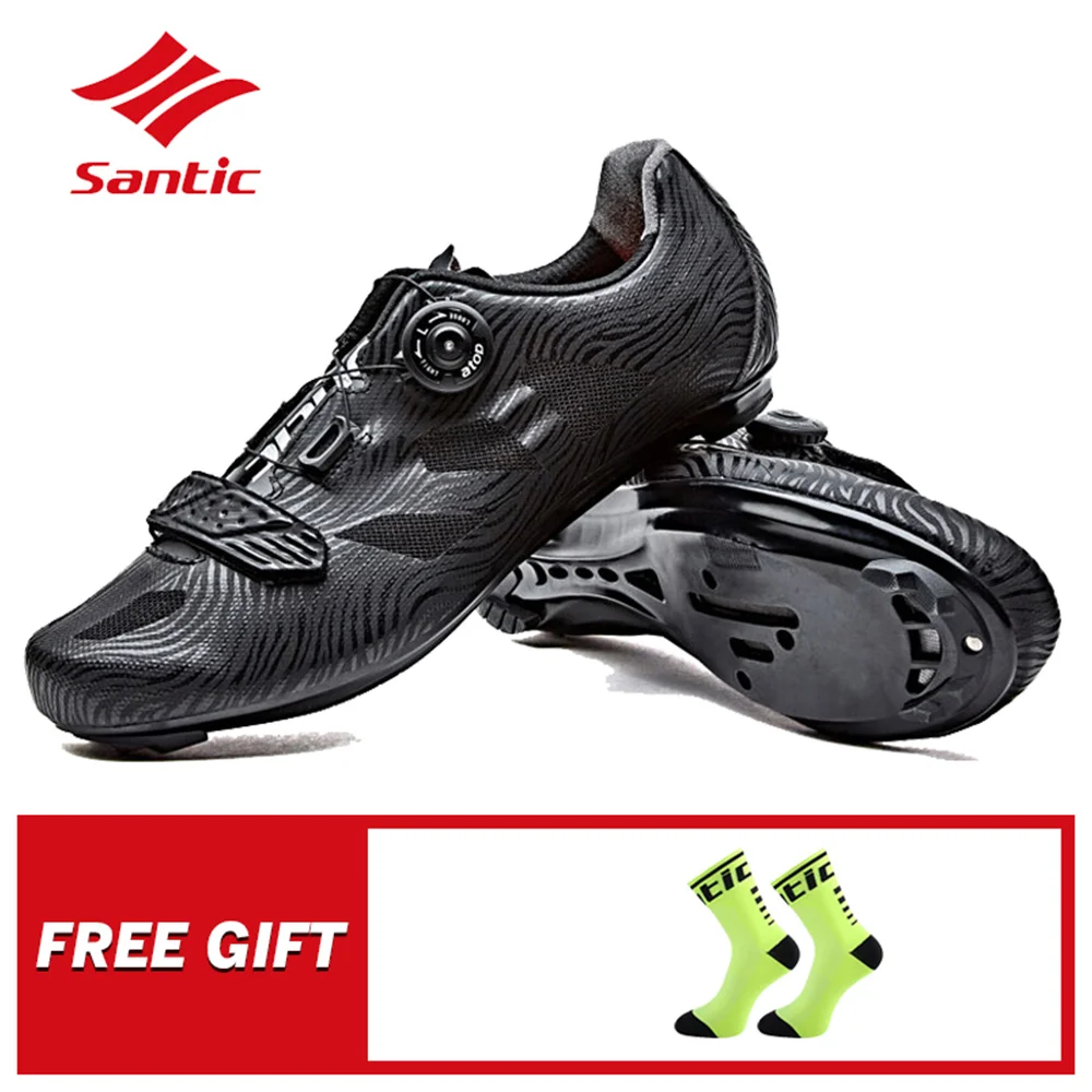 Santic Men's Pro Cycling Shoes Road Bike Lock Shoes Nylon Sole TPU Breathable Self-locking Sports Bicycle Riding Equipment