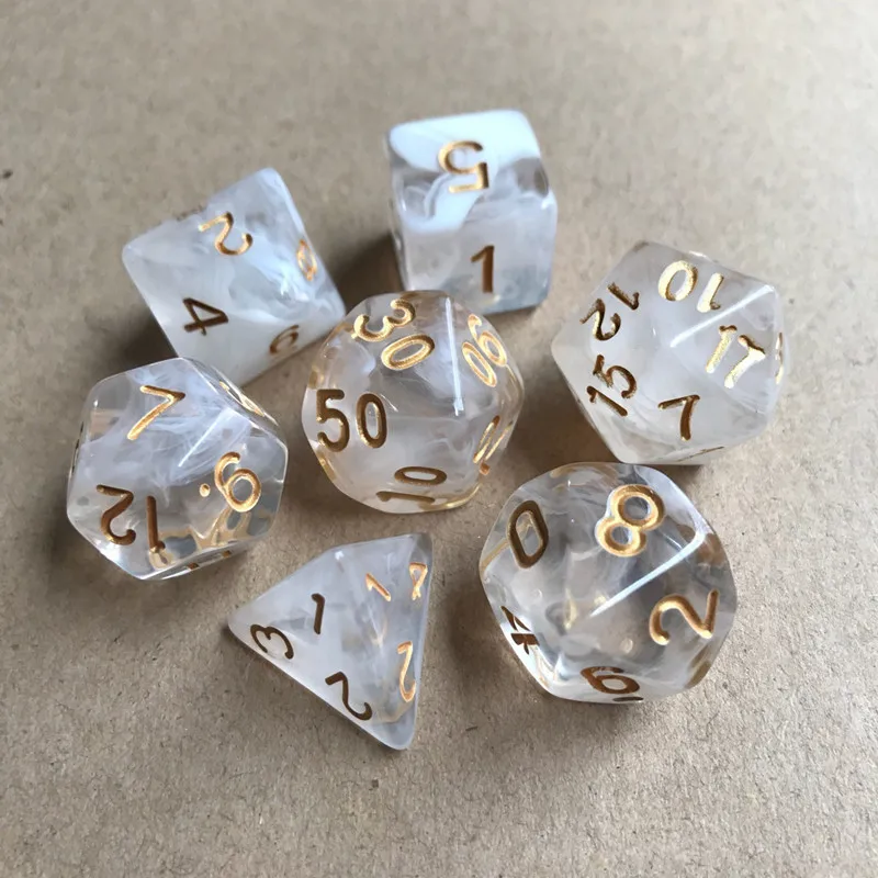 7 шт./компл. 4 цвета многогранные игральные кости d & d4 d6 d8 d10 % d12 d20 полигедрические