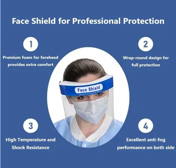 

10pcs packed Head-Mounted Transparent Full Face Mask Face Shield for Anti-Fog Anti-Saliva Droplets and Virus White-Color