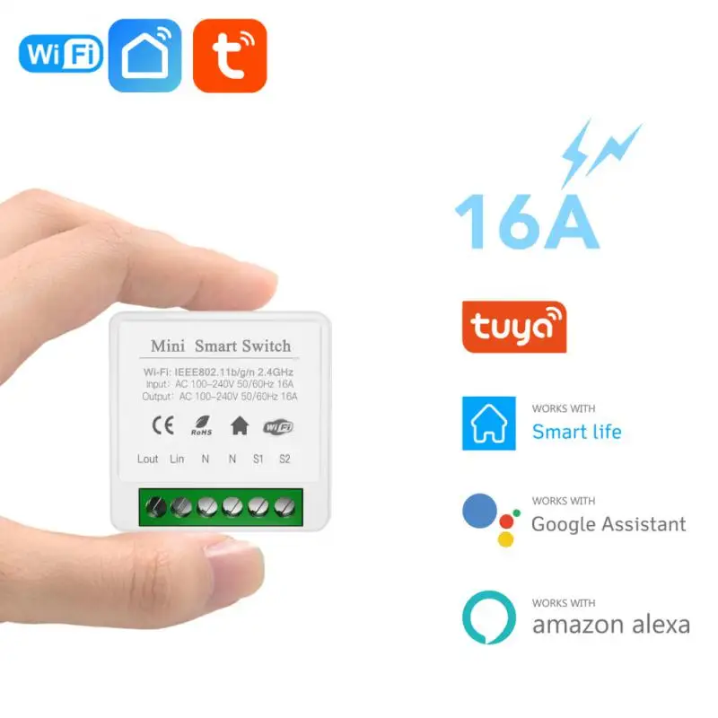 Умный мини-выключатель 16 А Wi-Fi таймер с двухсторонним управлением беспроводные