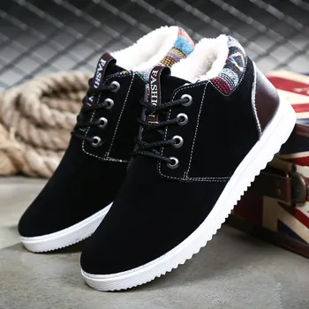 

Men Boots Men Winter Shoes Plus Size 35-46 Warm Ankle Botas Hombre For Leather Winter Boots Shoes Men Plush Winter Sneakers Mens