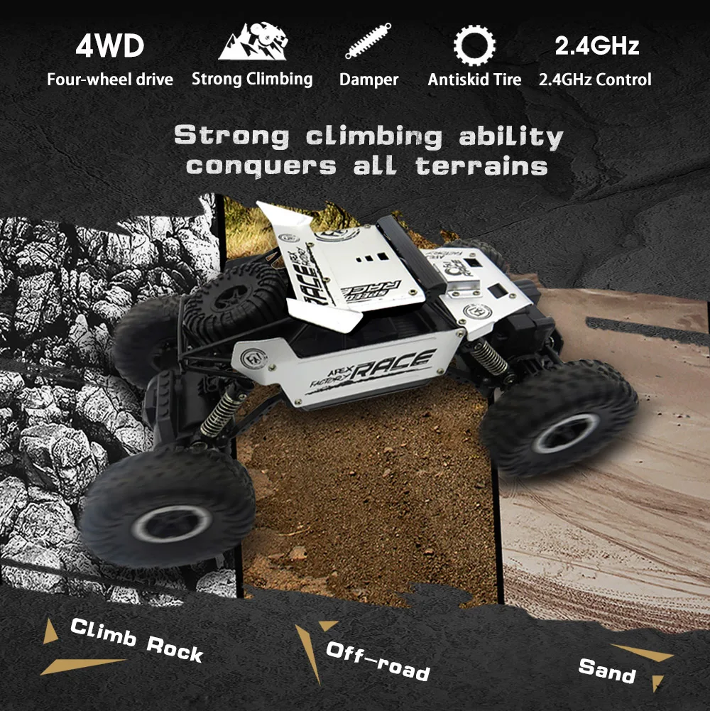 9118 1:18 сплава 2,4G 4WD высокое Скорость скалолазание автомобиль гоночный автомобиль
