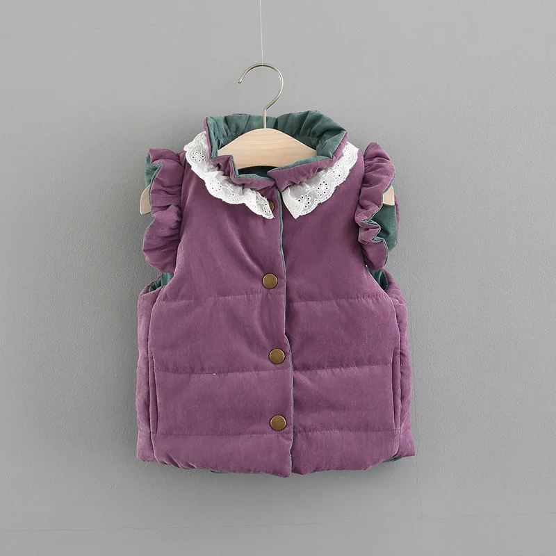 Korean-style Childrenswear Winter Solid Color Neckline Lace-up Cotton Waistcoat Child Waistcoat