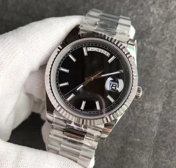 

2020 2813 sports men's watch automatic mobile machinery Silver Sapphire black face solid button men's Watch