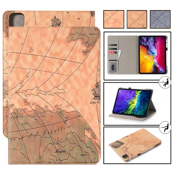 

Case For iPad Pro 12.9'' 2020/2018 Map Leather Case Smart Cover Stand Auto Sleep/Wake Protective Case for iPad Pro 12.9'' 4th