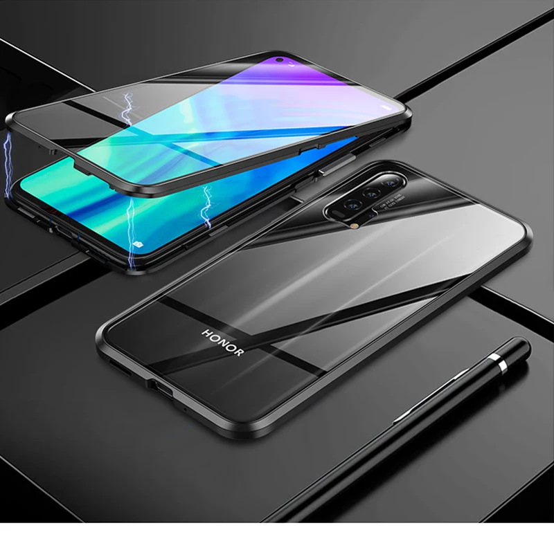 Чехол для huawei Honor 20 Pro 20i 360 ° полная защита Магнитный чехол s чехол для huawei Honor V20 View 20 металлический двойной стеклянный чехол