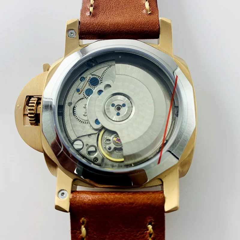 Automatic mechanical watch men military 42mm gold PVD stainless steel case male leather sea gull 1950 clock