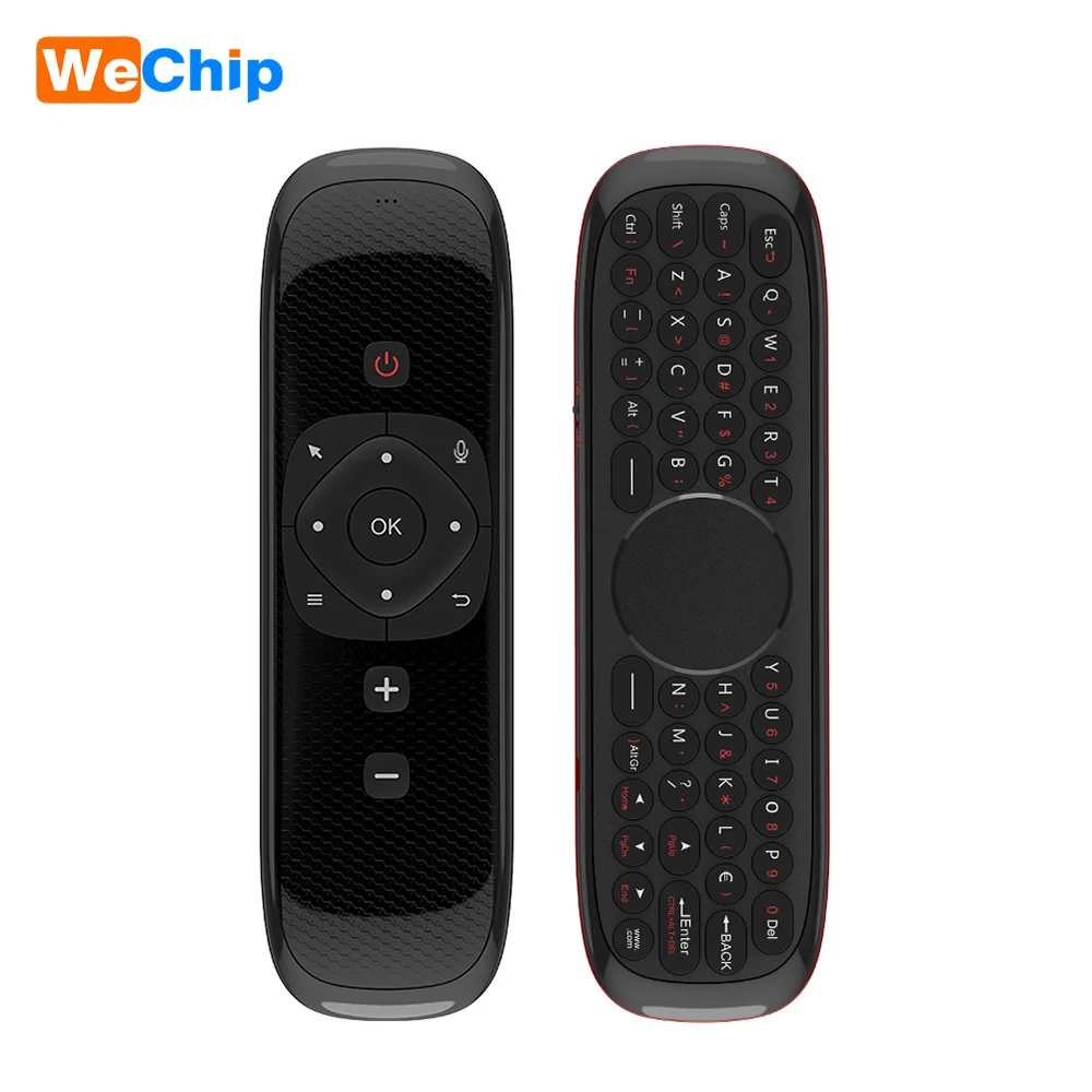 Wechip W2 2,4G Air mouse с сенсорной панелью Беспроводная клавиатура мышь инфракрасный пульт дистанционного управления поддерживает голосовой вход для ТВ-бокса проектора - Цвет: Черный