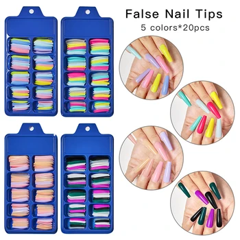 

100 Pcs /Set False Nail Tips Matte Full Cover Long Ballet False Nail Art Manicure Candy Color Nail Art Fake Nails Dropshipping