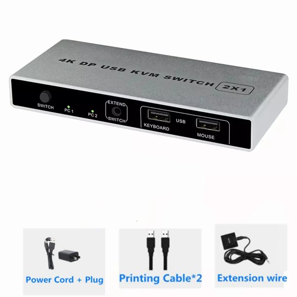DP USB KVM переключатель 2*1 4K 60 Гц Displayport 2 в 1 выход для двух узлов совместного монитора