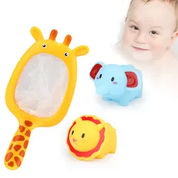 Jouets de bain flottants pour bébés, jouets de bain, animaux en caoutchouc souple, jouet de baignoire d'eau, couettes avec cuillère filet, 1 ensemble, 2022 YK 