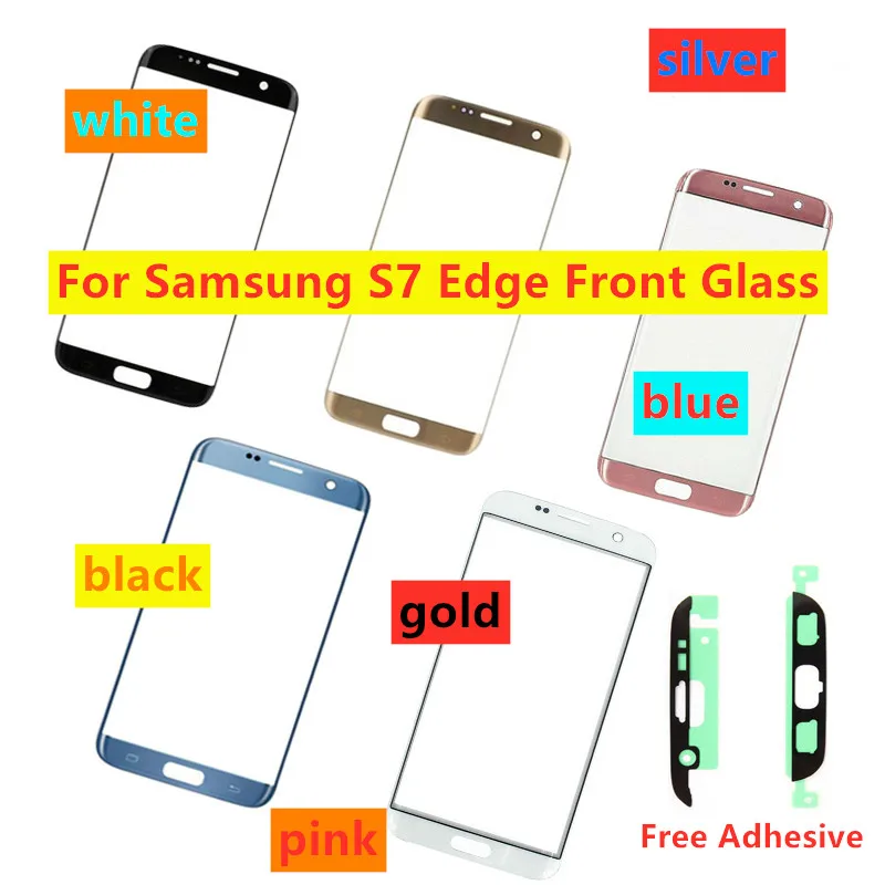 Переднее стекло с сенсорным экраном для samsung Galaxy S7 Edge G935 G935F, ЖК-дисплей, внешнее стекло, замена, Бесплатный клей