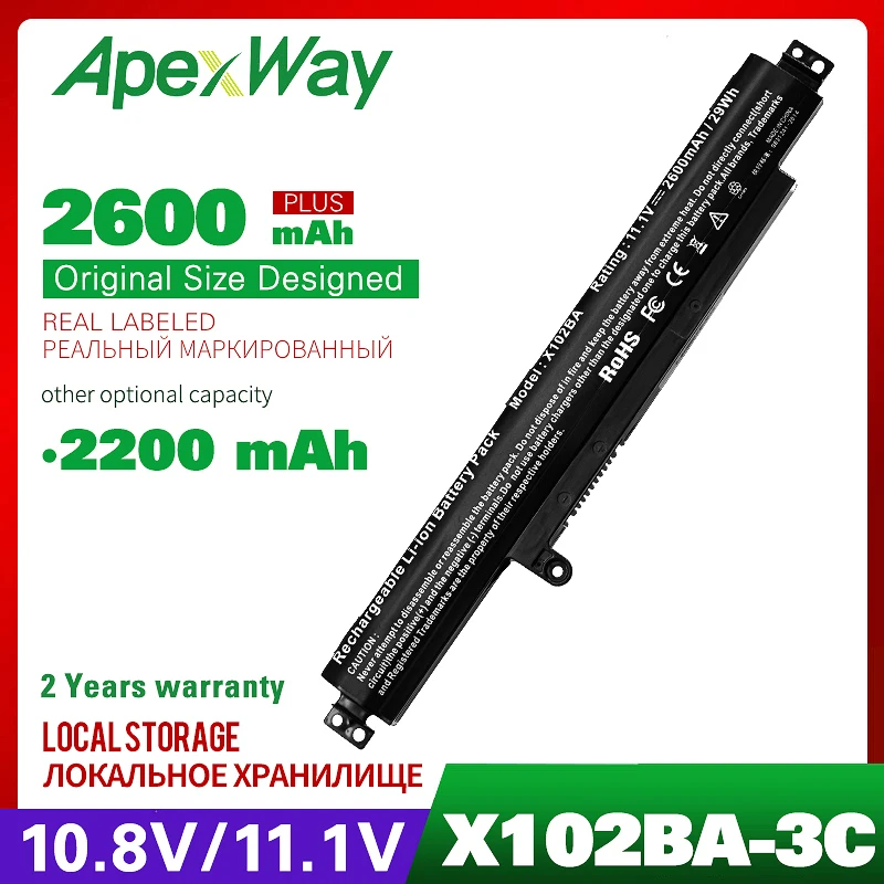 Новые 3 сотового 2200mAh аккумулятор для ноутбука ASUS A31N1311 VivoBook X102B X102BA F102BA F102B F102BA-DF047H F102BA-SH41