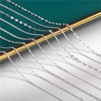 

Wholesale S925 Fine Silver Box Twisted Double Tile Cross Flash Water Wave Sideways Starry Choker Pure Necklace Plain Pendant