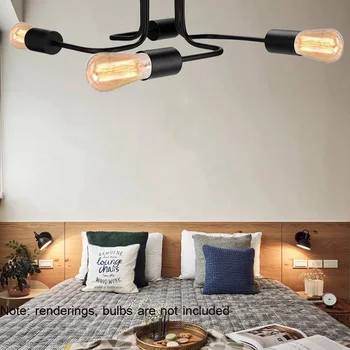 

Iron LED Ceiling Light Industrial Retro E27/E26 Base Ceiling Light for Home Decoration Restaurant Coffee Bar Warm Light Black