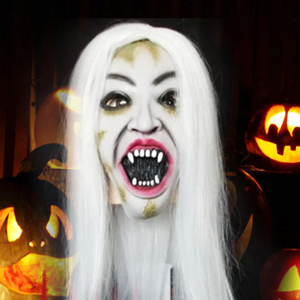 Bloody Face Off ужасов Хеллоуин, маска для костюма женский парик "Призрак" Маски фестиваль Вечерние игры украшения для вечеринки