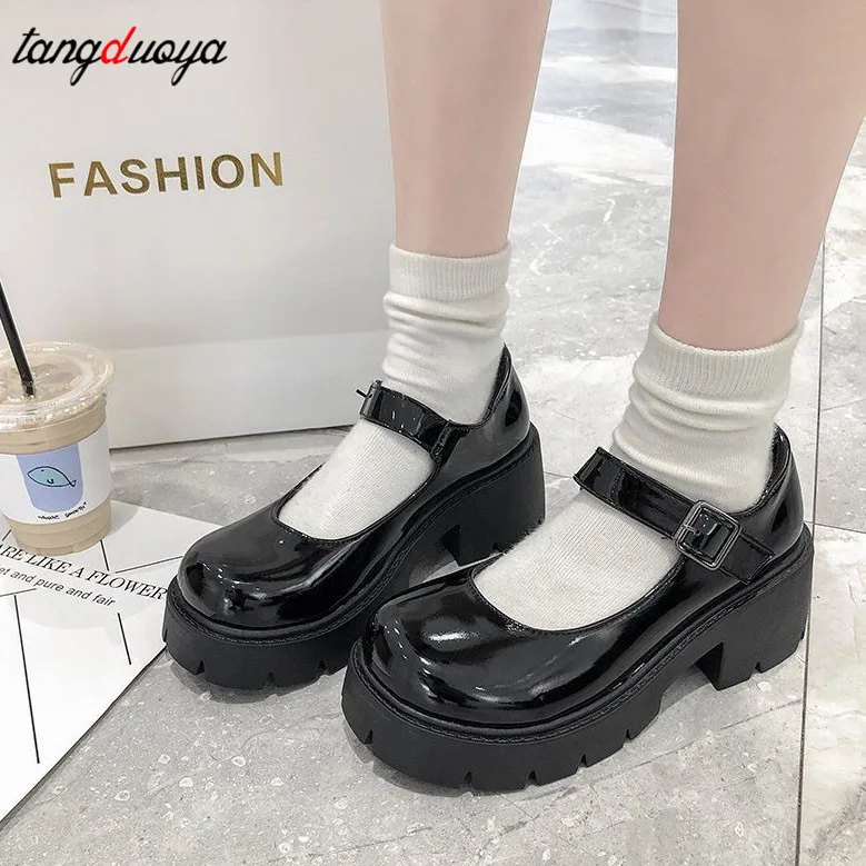 shoes lolita shoes women Japanese Style Mary Jane Shoes Women Vintage Girls High Heel Platform shoes College Student big size 40