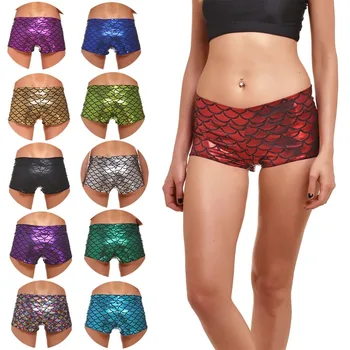 

Women Short Pants Elastic Waist Fish Scale Printed Shorts for Sports for Homewear