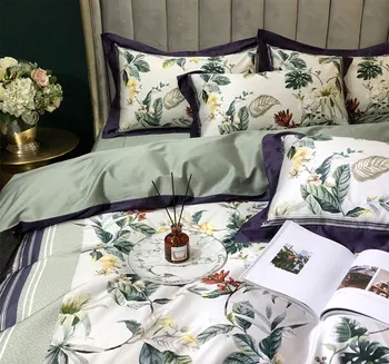 

Trend pastoral bedding set adult,full queen king 100s cotton rustic plant double home textile bed sheet pillow case quilt cover