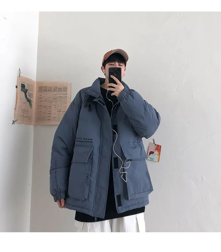 Autumn And Winter New Style Oversize Workwear Cotton Overcoat Japanese-style Loose-Fit Large Pocket Velcro Men And Women Bread C