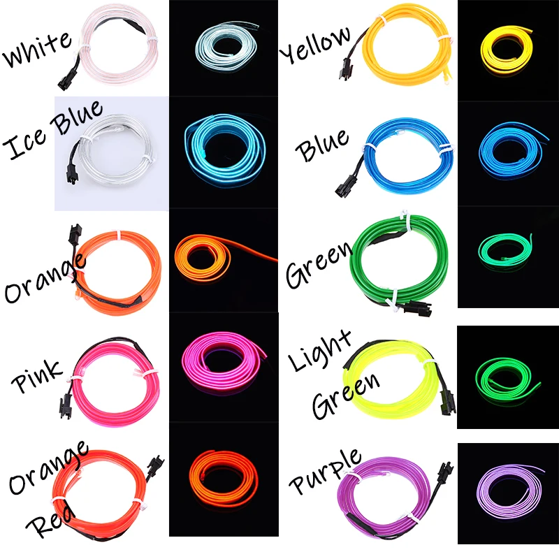 Car EL Wire String Strip Rope Tube Light Interior Decorative Party Atmosphere LED Lamp Neon Lighting Flexible Decorated Prop led car lights led lights led atmosphere lamp