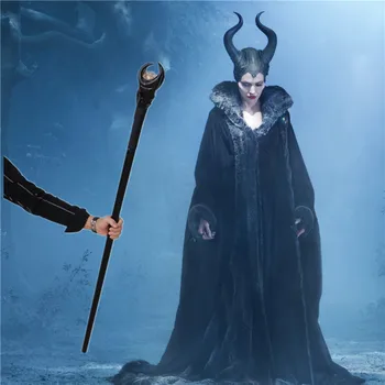 

Hot New Movie Maleficent Cane Cosplay Costumes Props Evil Witch Horns Sceptre Party Black Queen Magic Wand Halloween Gift