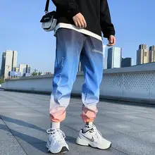 Хип-хоп скейтборд Спорт и досуг девять очков брюки для мужчин и женщин Свободные Хип-хоп печати градиент цвета брюки