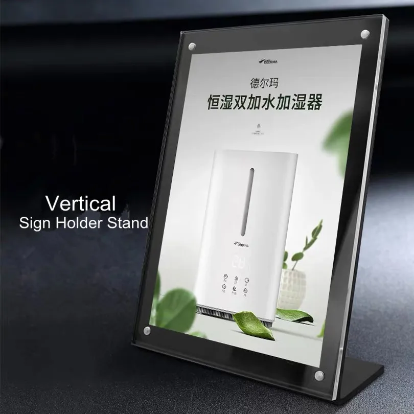 Black And Transparent A6 L-slanted Magnetic Acrylic Menu Sign Display Holder Stand Table Plastic Price Label Poster Paper Stand 100x200mm horizontal magnetic acrylic sign holder display stand table menu paper price listing holder frame