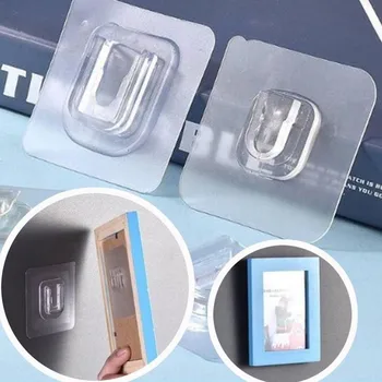 

Double sided adhesive wall hooks Wall Hanger Strong Transparent Suction Cup Sucker Hook Wall Storage Holder Kitchen Bathroom