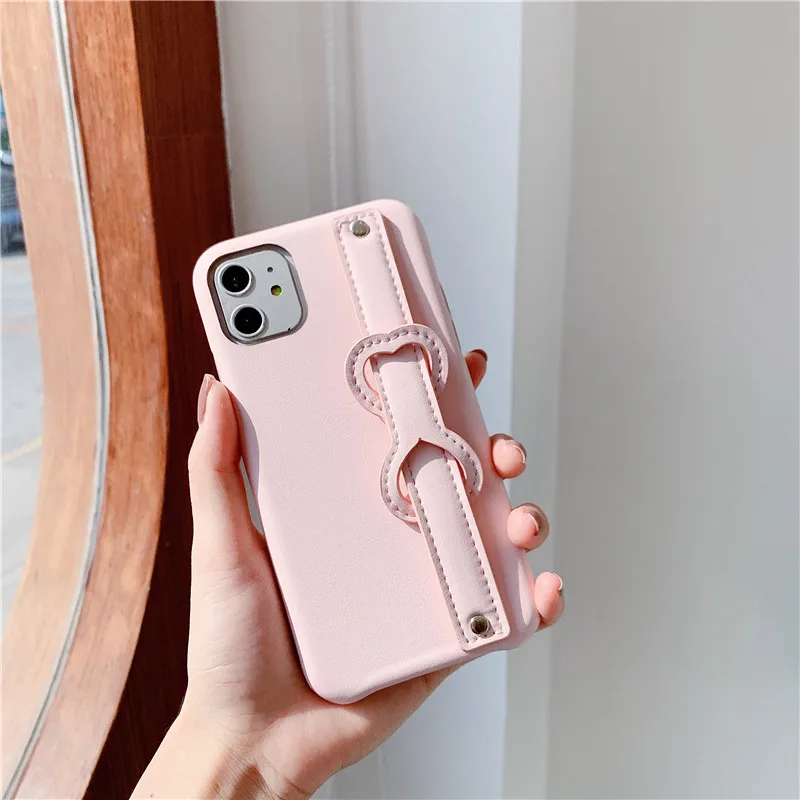 Для iPhone 11 Pro Max милый чехол на запястье, роскошный кожаный чехол для телефона для iPhone X XS Max XR 7 8plus - Color: Pink