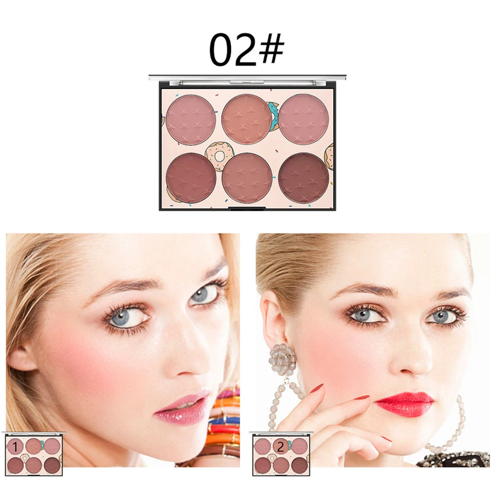 

6-color Blush Nature Long-lasting Transparent Window Skin-friendly Rouge Makeup Box SSwell