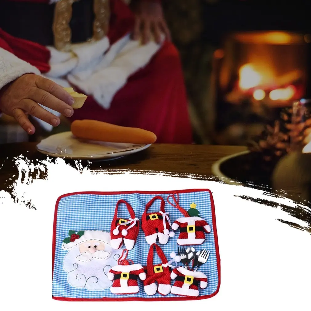Christmas Decorations Clothes+ Pants Non-Woven Cutlery Bag Small Clothes Cutlery Bag Christmas Supplies Christmas Cutlery Bag