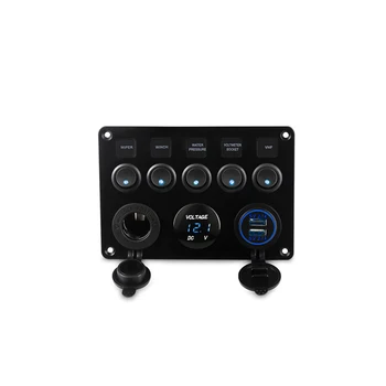 

Car Marine Boat LED Rocker Switch Panel Waterproof Digital Voltmeter Dual USB Port 12V Outlet Car Ship Yacht Combination Panel