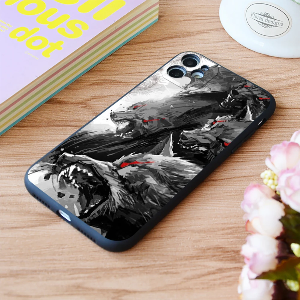 

For iPhone Wolves Art Print Soft Matt Apple iPhone Case For 6 7 8 11 12 Plus Pro X XR XS MAX SE