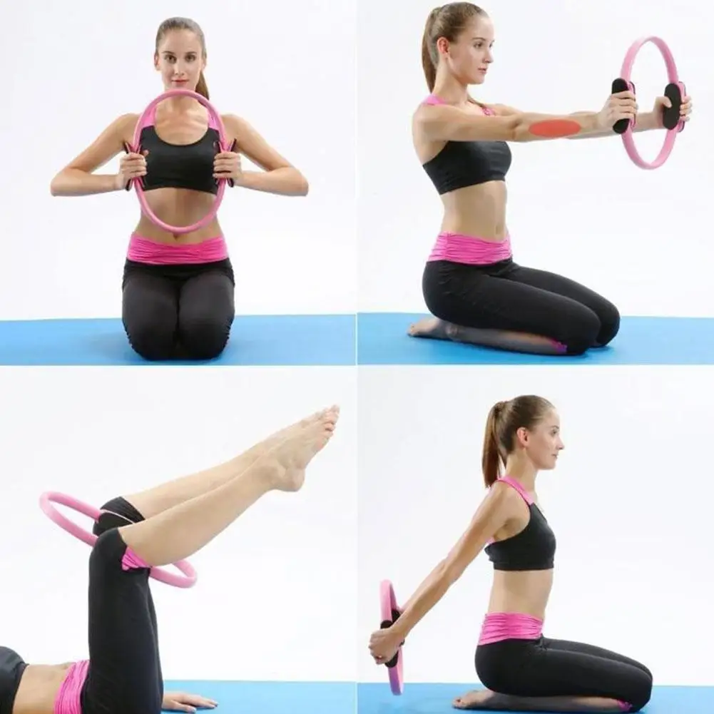 Yoga Circles PP Dual Grip Pilates Sport Elastic Yoga Ring On For Gym Home Workout Exercise Waist Legs Training 38cm Diameter