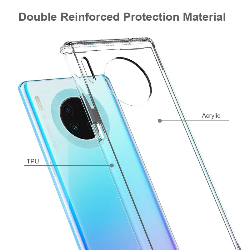 Для huawei mate 30/mate 30 Pro Чехол Кристальный Гибридный Бампер прозрачная твердая акриловая задняя крышка для huawei mate 30 30pro чехол для телефона s