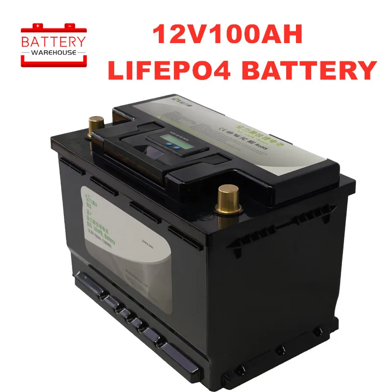 12v 100Ah Deep Cycle Lifepo4 Lithium Iron Phosphate battery pack BMS Built-in for Golf cart EV RV Solar energy storage battery