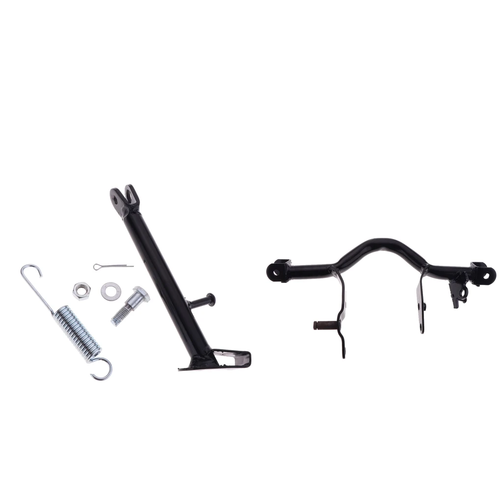 Black Motorcycle Spring Side Kickstand + Foot Pedals Mounting Bracket for Yamaha PW80 PY80