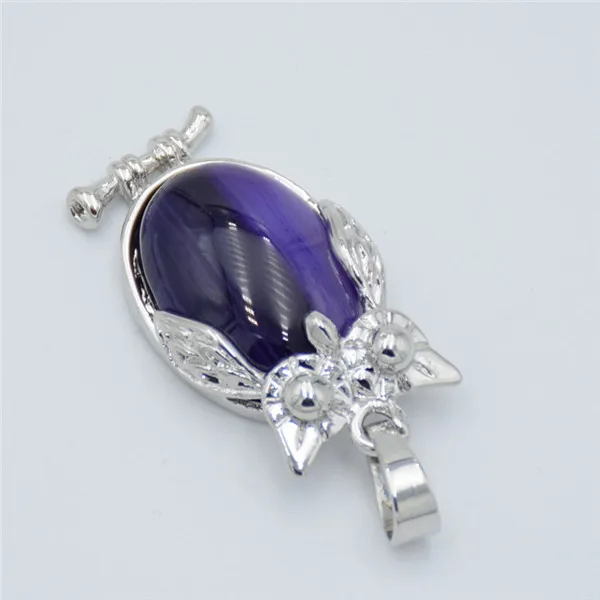 Purple Veins Agate Очаровательное ожерелье в виде совы, подвески из натурального камня, бусины, фиолетовые, розовые, Кристальные, черный оникс, подвески для женщин и мужчин, ювелирное изделие - Окраска металла: Purple Veins Agate