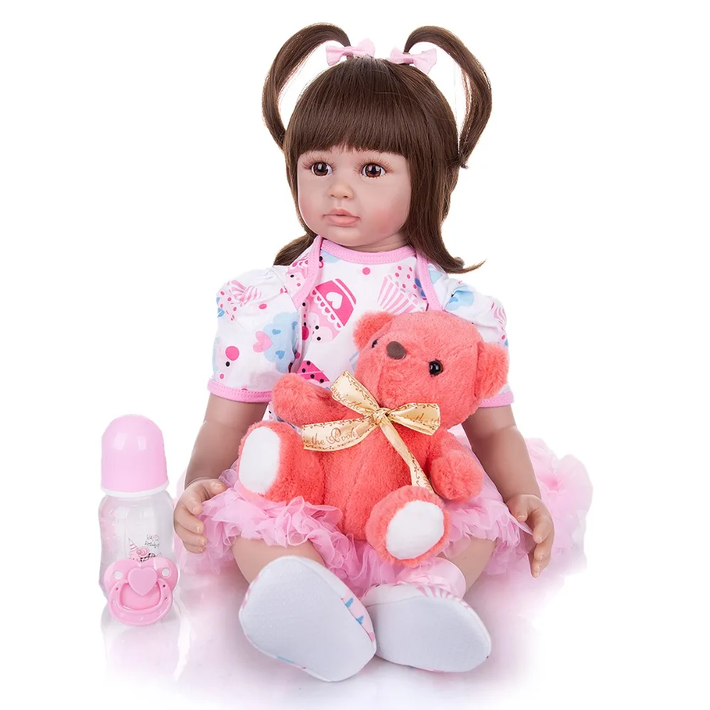 

New Bebe Reborn Dolls 60 cm Cloth Body Stuffed Girl Babies Toddler silicone Doll Toy gift