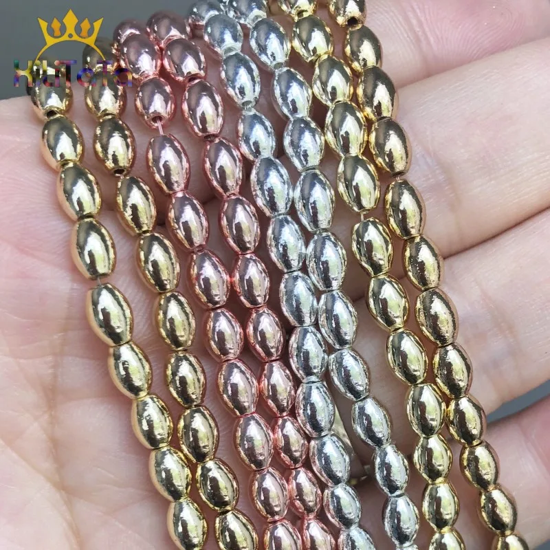 4*6mm Drum Shape Natural Hematite Beads Rose Gold Silver Color Stone For Jewelry Making Bracelet Charms Accessories 15&quot | Украшения и