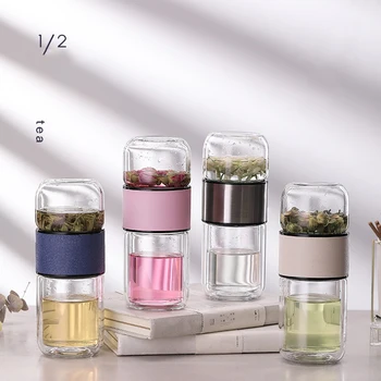 

Glass Cup Tea separation Infuser Double Walled Glass Cup Coffee Mug Bottle Water Tumbler Glass Water Bottle Cups кружки