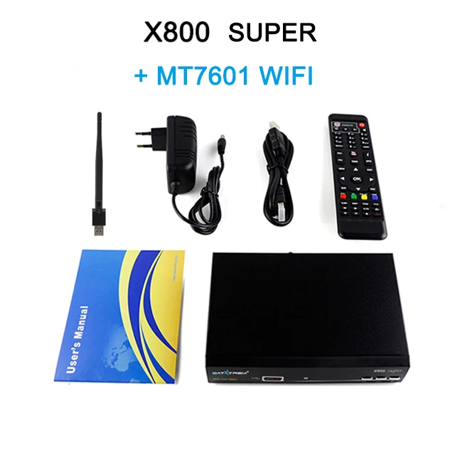 SATXTREM X800 Super dvb s2 спутниковый ресивер cccam испанско-португальский 8 Клайн для 1 года Европа рецептор MPEG4 HD приставка для цифрового тв с wifi MT7601 - Цвет: box with wifi