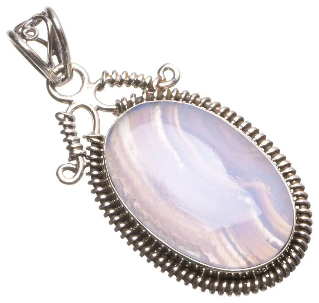 Натуральный голубой кружевной Агат ручной работы мексиканский 925 пробы