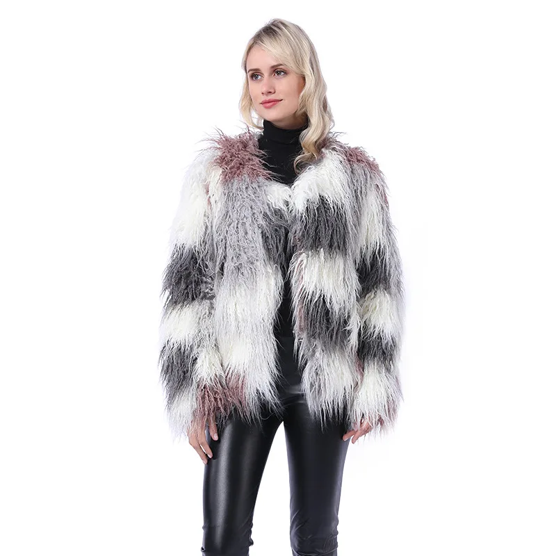 Европа и США пальто лисий мех зимняя мода элегантная верхняя одежда искусственный мех куртки Вечерние Chaquetas Mujer многоцветный