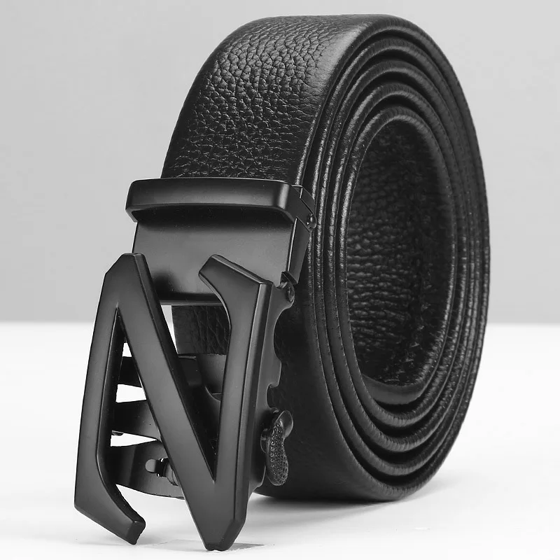 Peikong Leather automatic buckle for men designer Fashion Belts high quality for men Business Popular Brand Black Belts Luxury - Цвет: T657- black