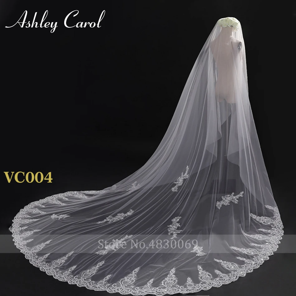 Ashley Carol Подгонянная Свадебная аппликация вуали край с гребнем Свадебные аксессуары белые цвета слоновой кости на заказ сделанная Фата невесты