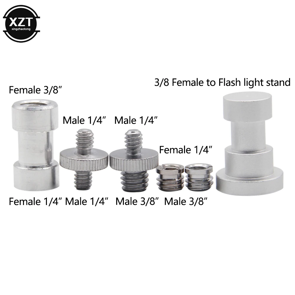 5-In-1 Tripod Head Monopod Flash Light Stand Adapter Metal Screw Kit 1/4 3/8 Male Female Photographic Studio Accessories