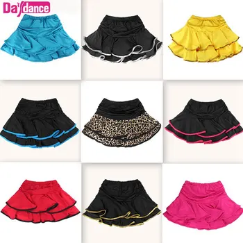 

Latin Dance Skirt Girls Ballroom Samba Chacha Dancing Dress inside with Shorts Kids Mini Skirt 10 Colors