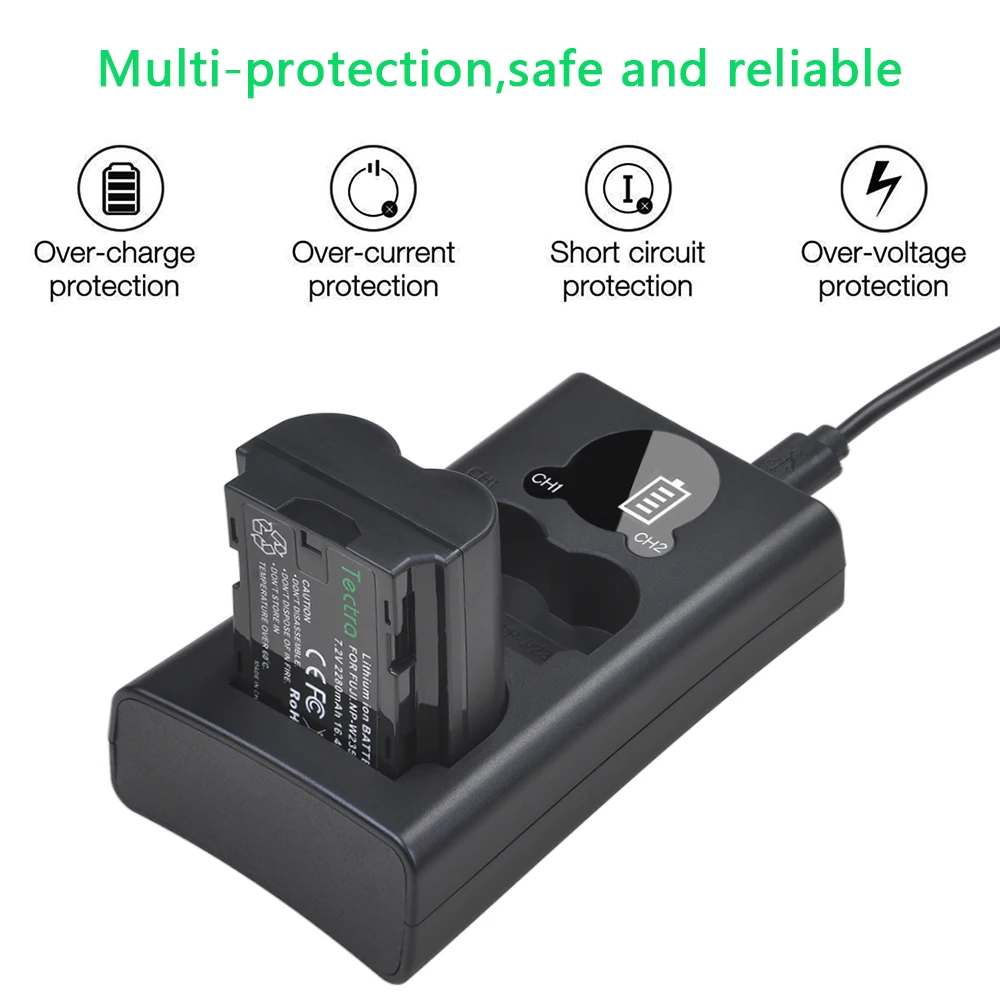 4PCS 2280mAh NP-W235 NPW235 Camera Batteryfor Fujifilm Fuji X-T4 Camera + LCD USB Dual Charger with Type C Port